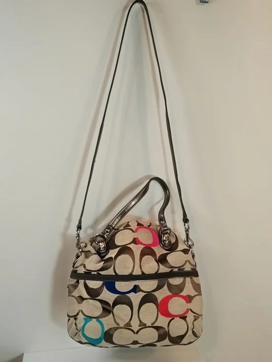 Y2K 90S VINTAGE COACH POPPYWomen’s Multicolor Logo-Pattern Shoulder Bag - Picture 2 of 8